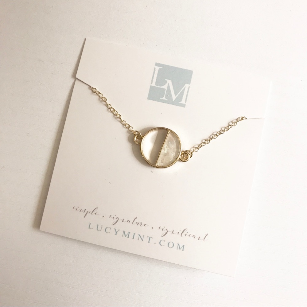 UNIQUE / Moonstone Half Eclipse Pendant Necklace - Picture 2 of 3